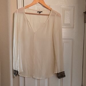 Tricotez Cream Blouse with Embellished Cuffs